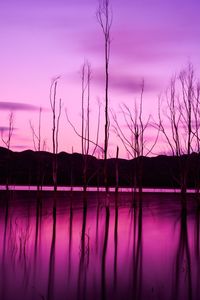 Scenic view of lake against sky at sunset