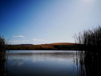 Scenic view of lake against clear sky