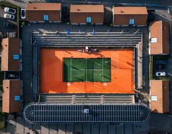 Directly above shot of sports field in city