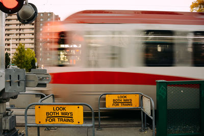 Urban train speeding away