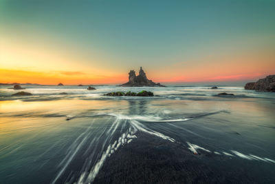 Scenic view of sea during sunset