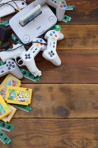 High angle view of toys on table