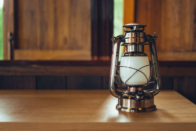 Close-up of trophy on table