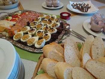 Close-up of served food in plate