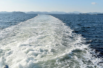 Scenic view of sea against clear sky