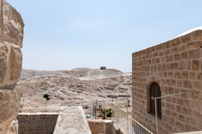 Low angle view of historical building against clear sky