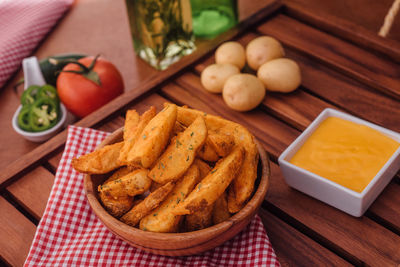 Close-up of food in plate on table