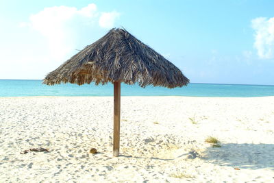  hut on beach against sky