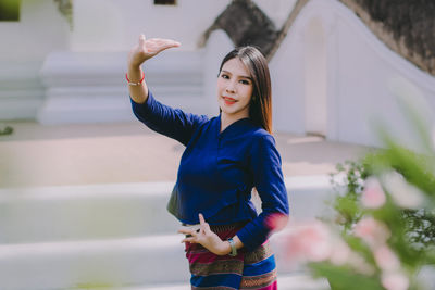 Thai women wearing beautiful traditional costumes.