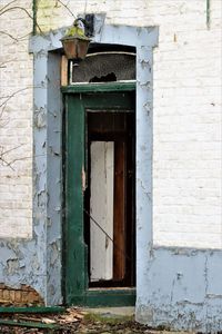 Closed door of old building