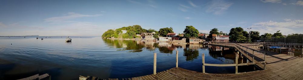 Panoramic view of lake against sky