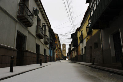 Empty alley amidst buildings in city