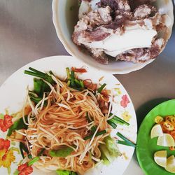 High angle view of meal served in plate