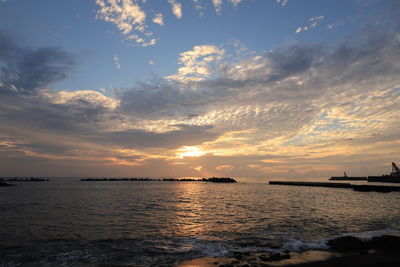 Scenic view of sea against sky during sunset