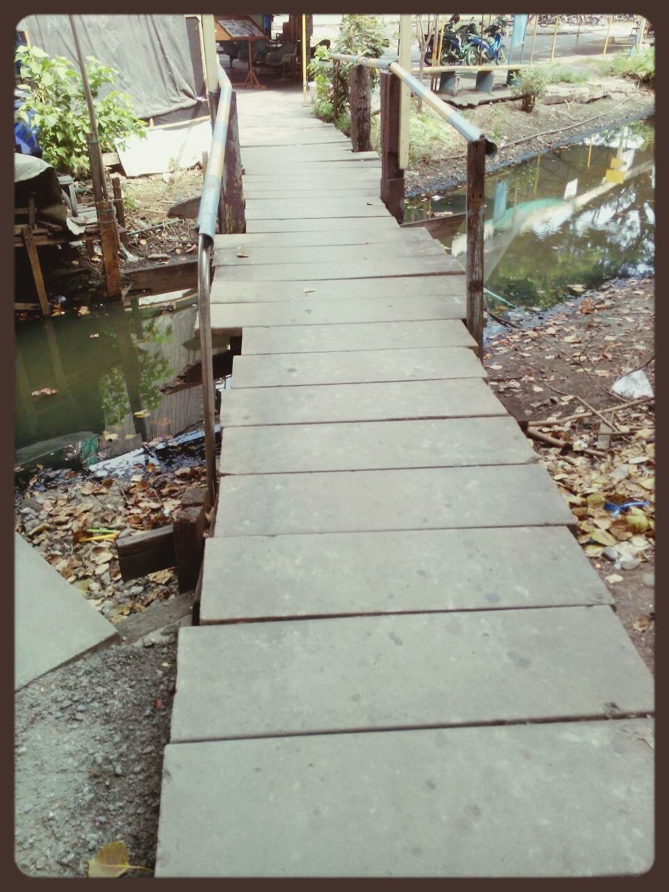 VIEW OF NARROW FOOTBRIDGE