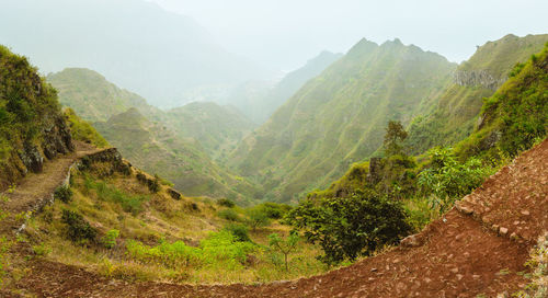 Scenic view of mountains against sky