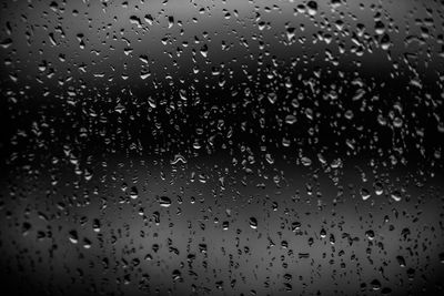 Full frame shot of wet glass window during rainy season