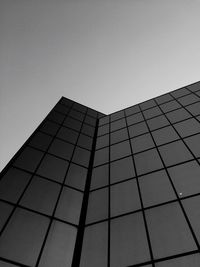 Low angle view of modern building against clear sky