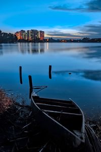 Scenic view of lake against blue sky