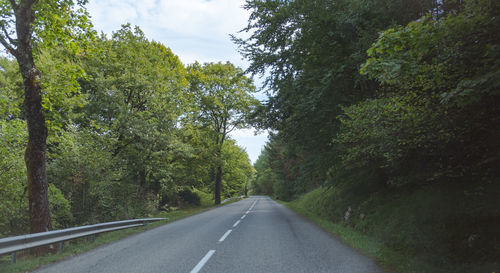 Road amidst trees against sky