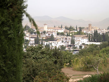 High angle view of town