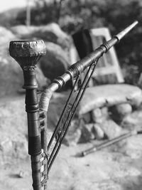Close-up of cross on field