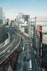 High angle view of traffic on road