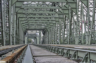 Metallic railway bridge in city