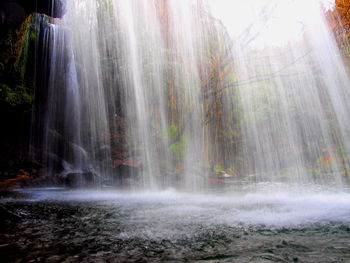 Low angle view of waterfall