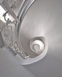 High angle view of spiral staircase on wall