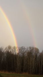 Scenic view of rainbow against sky during sunset