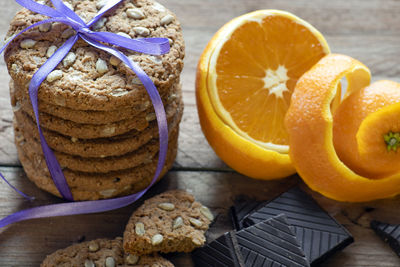 Close-up of orange fruits on table