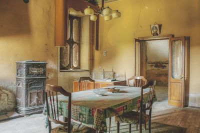 Empty chairs and table at home