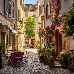 Potted plants by building