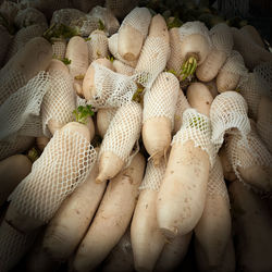 High angle view of vegetables for sale at market stall