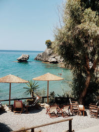 Scenic view of sea against clear sky