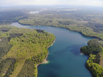 High angle view of river amidst landscape