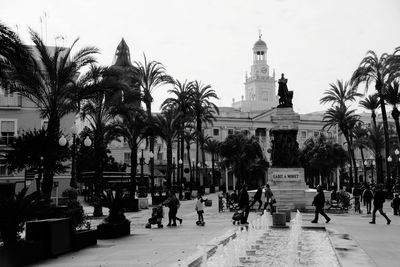 Group of people in front of building