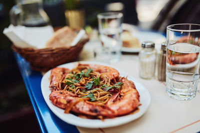 Close-up of food on table