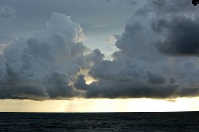 Scenic view of sea against dramatic sky