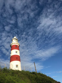 Low angle view of lighthouse against sky