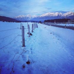 Scenic view of snow covered mountains