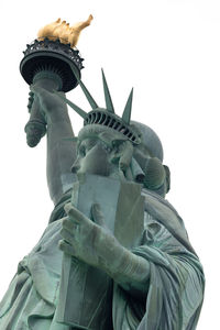 Low angle view of statue against clear sky