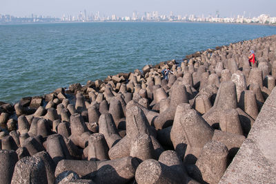 View of rocks on beach