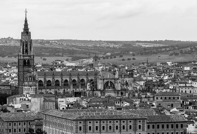 View of cityscape against clear sky