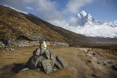 Prayer stones on the floor of the khumbu valley in nepal.