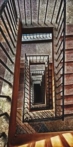 High angle view of spiral stairs