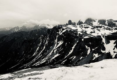 Aerial view of snow covered mountain against sky