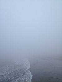 Scenic view of sea during foggy weather