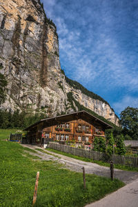House and nature in lauterbrunnen valley, switzerland